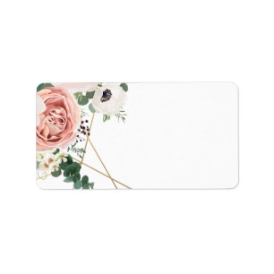 Étiquette 1,25 po x 2,75 po Adresse postale Rose géométrique