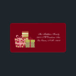 Étiquette 1,25 po x 2,75 po Red XMAS présente l'adresse post<br><div class="desc">Ce XMAS 1, 25" x 2, 75" taille personnalisée Chic et tendance Rouge présente Stick de Noël sur Étiquette de adresse de messagerie est à la fois tendance et chic. Ils sont imprimés sur des étiquettes Avery® à l'aide d'une technologie d'impression couleur fond à fond blanc. Imprimé sur des feuilles...</div>
