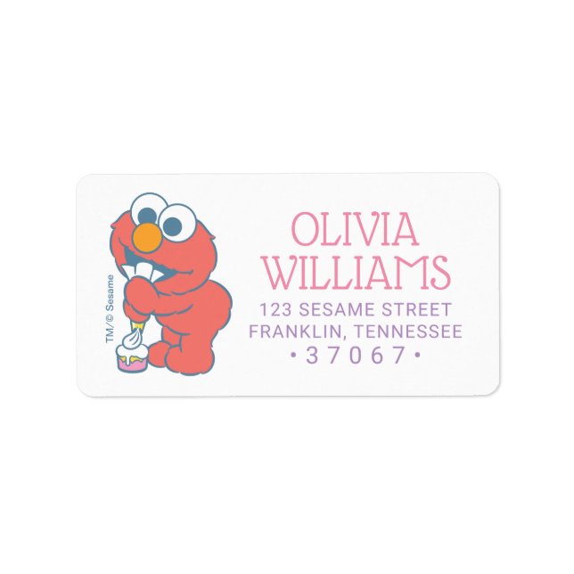 Étiquette 1, rue Sésame | Bébé Anniversaire - Elmo (Devant)