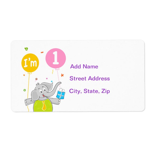 Étiquette 1er anniversaire J'ai 1 ans (Devant)