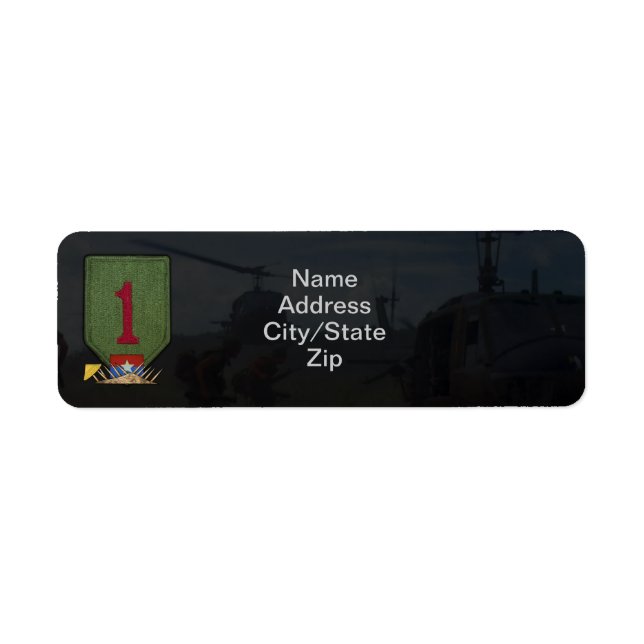 Étiquette 1re division d'infanterie timbre de guerre vietnam (Devant)