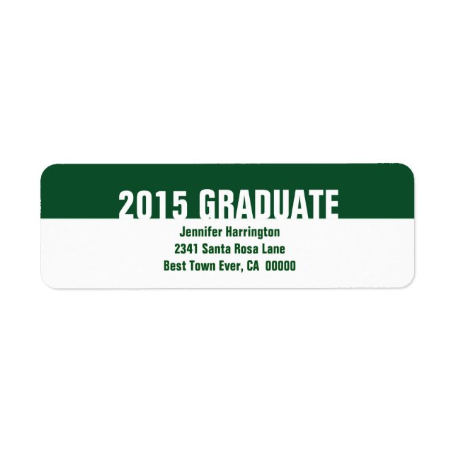 Étiquette 2015 ou toute année Green White Graduation B23 (Devant)