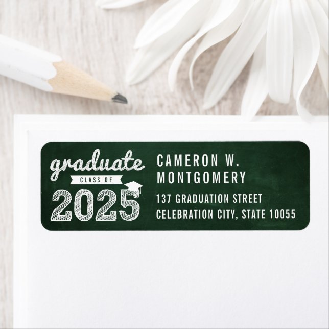 Étiquette 2023 Chalkboard Croquis Moderne Graduation Adresse (En situation)