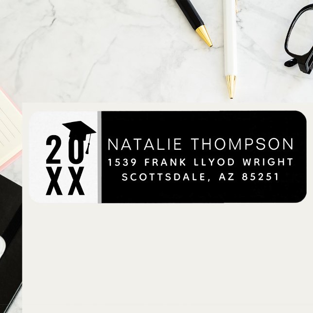 Étiquette 2024 Graduation Faire-part Partie Adresse de retou (Créateur téléchargé)