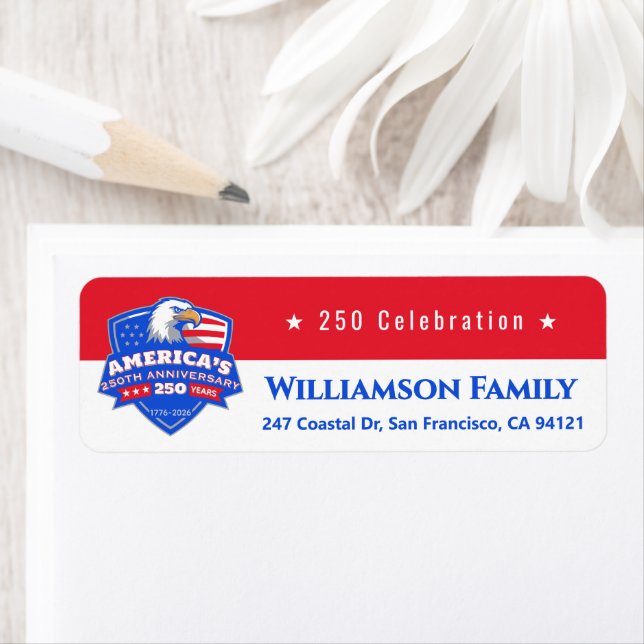 Étiquette 250 Celebration Patriotic Custom Return Address (En situation)