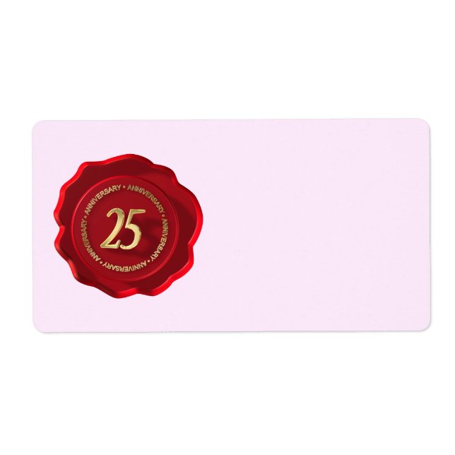Étiquette 25e anniversaire sceau de cire rouge (Devant)