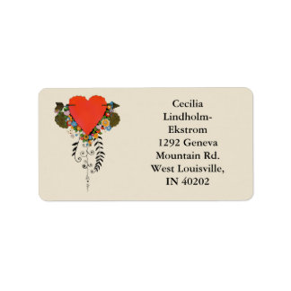 Étiquette 30s Valentine Heart in Red