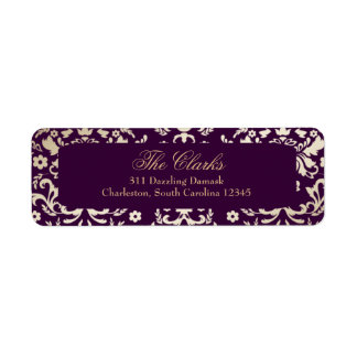 Étiquette 311 Dazzling Damask Gold Ivory Deep Purple