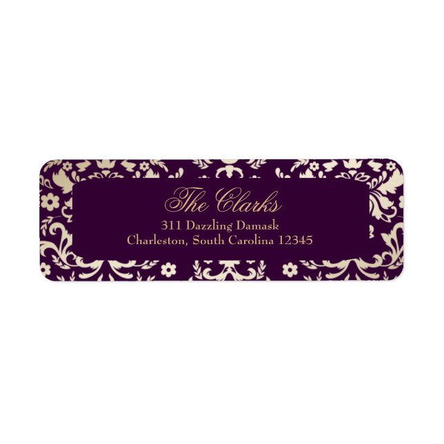 Étiquette 311 Dazzling Damask Gold Ivory Deep Purple (Devant)
