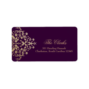 Étiquette 311 Dazzling Damask Gold Ivory Deep Purple
