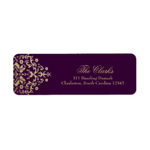 Étiquette 311 Dazzling Damask Gold Ivory Deep Purple