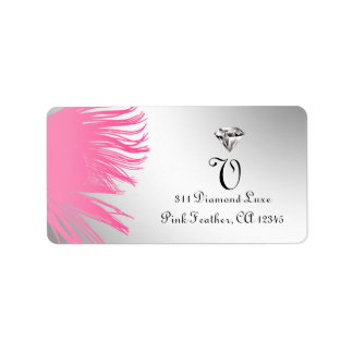 Étiquette 311-Diamond Luxe | Plumes roses | Argent