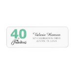 Étiquette 40 and Fabulous 40th Birthday Return Address Label<br><div class="desc">40 and Fabulous 40th Birthday Address Label. The words "40 and Fabulous" in green glitter and black are set using popular typography.  Matching products such as an invitation card,  postage stamp and envelope are available in our store. Also available in other colors.</div>
