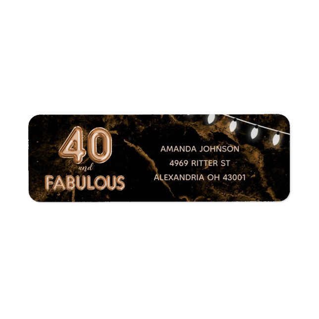 Étiquette 40 & Fabulous Gold & Black 40e anniversaire (Devant)