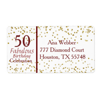 Étiquette 50 and Fabulous Birthday Burgundy & Gold