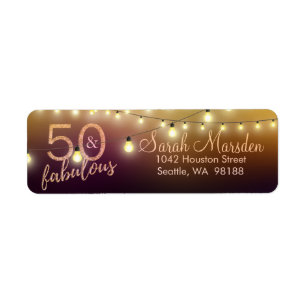 Étiquette 50 et anniversaire de lumières de noir fabuleux