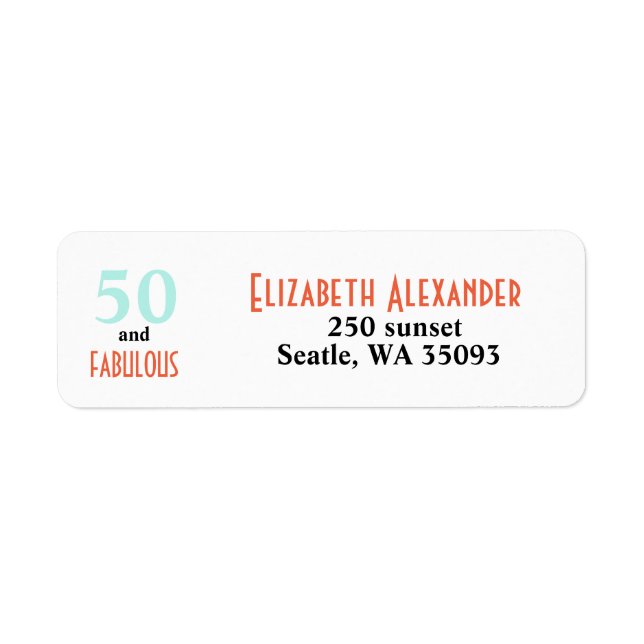 Étiquette 50 et fabuleuse adresse anniversaire (Devant)