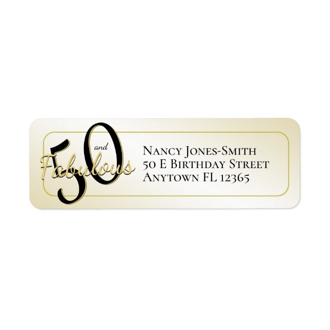 Étiquette 50 et fabuleuse fête d'anniversaire 50e (Devant)