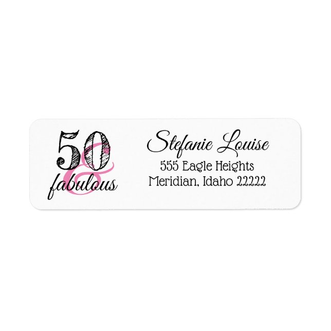 Étiquette 50 et fabuleux 50e Adresse de retour Label (Devant)
