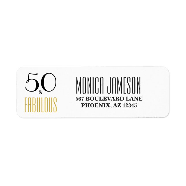 Étiquette 50 et fabuleux 50e Anniversaire Adresse de retour (Devant)