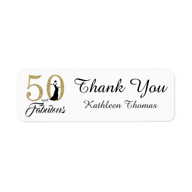 Étiquette 50 et fabuleux 50e anniversaire Merci personnalisé (Devant)