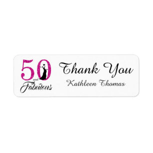 Étiquette 50 et fabuleux 50e anniversaire Merci personnalisé