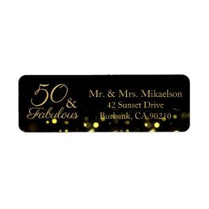 Étiquette 50 et Fabulous Black and Gold Anniversday Adresse