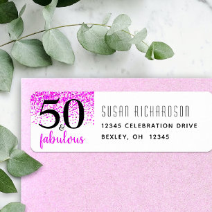 Étiquette 50 & fabuleuse adresse de retour d'anniversaire ro