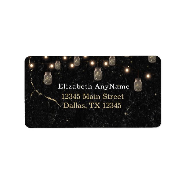 Étiquette 50 & Fabuleux Black Marble Mason Jar Lumières (Devant)
