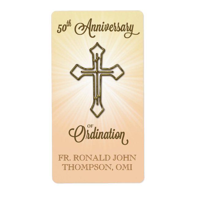Étiquette 50e anniversaire de l'ordination, Croix d'or sur l (Devant)