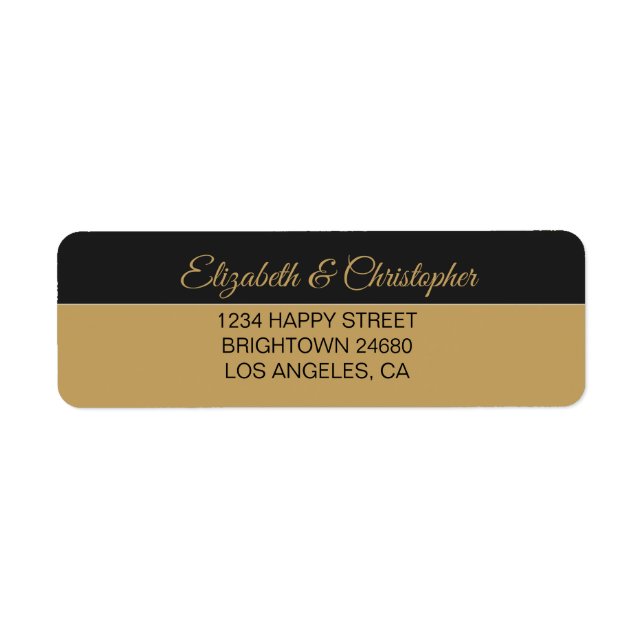 Étiquette 50e anniversaire de Mariage Black Gold Adresse (Devant)