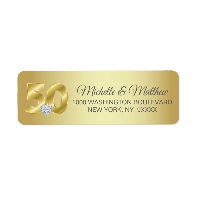 Étiquette 50e anniversaire de Mariage d'or personnalisé (Devant)