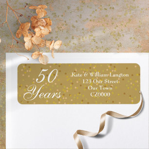 Étiquette 50e anniversaire de Mariage Gold Dust Confetti