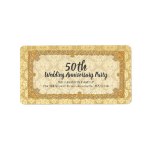 Étiquette 50e anniversaire Gold Damask Retourner l'adresse É