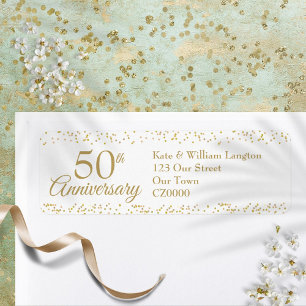 Étiquette 50e Anniversaire Gold Dust Confetti Adresse de ret