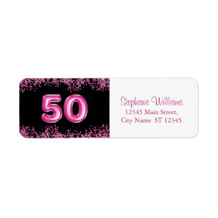 Étiquette 50e anniversaire Hot Pink Balloon Police Parties