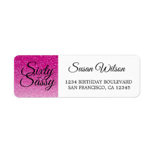 Étiquette 60 Sassy Pink Parties scintillant 60e Anniversaire