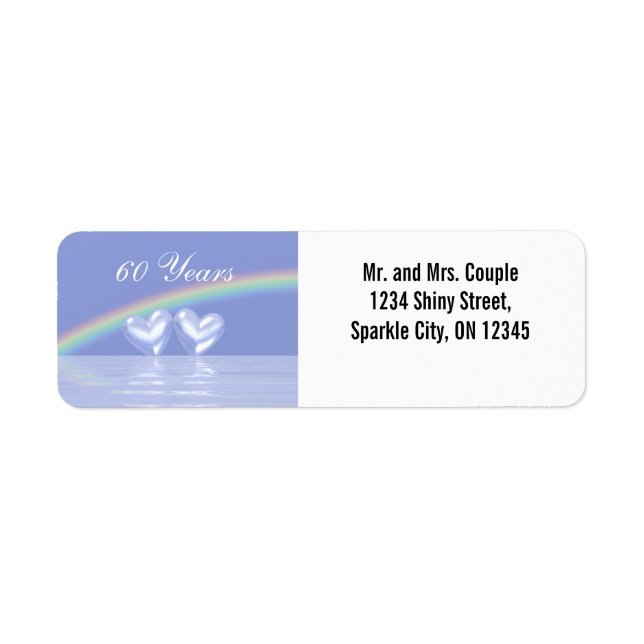 Étiquette 60e anniversaire Coeurs de diamants (Devant)