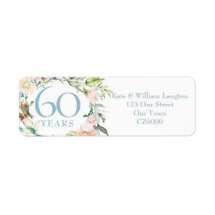 Étiquette 60e anniversaire Roses d'été Adresse de terrain
