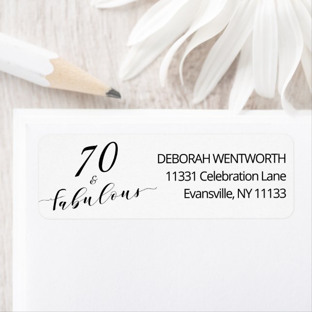 Étiquette 70 ans et Fabuleux Adresse de Retour pour Annivers (En situation)