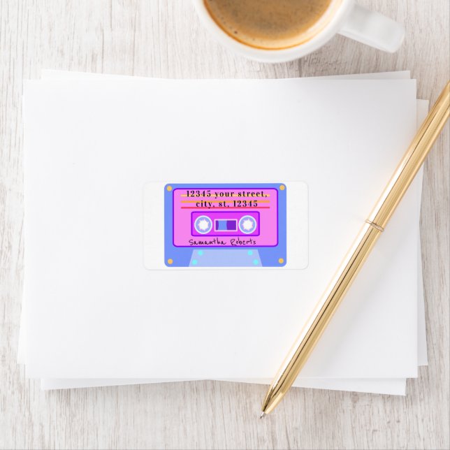 Étiquette 90's Y2k Cute Pastel Cassette Adresse de retour (En situation)