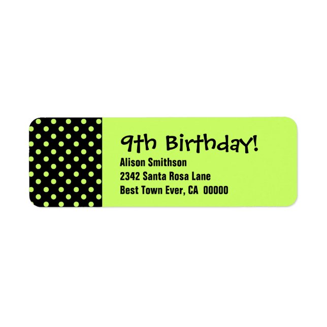 Étiquette 9e anniversaire Cute Polka Motif (Devant)
