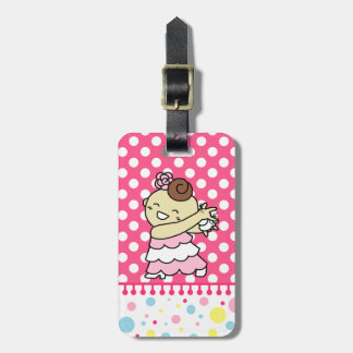 Étiquette À Bagage ネームタグ 表にカスタネッ子 (裏はパリ子 or カードケース) 白