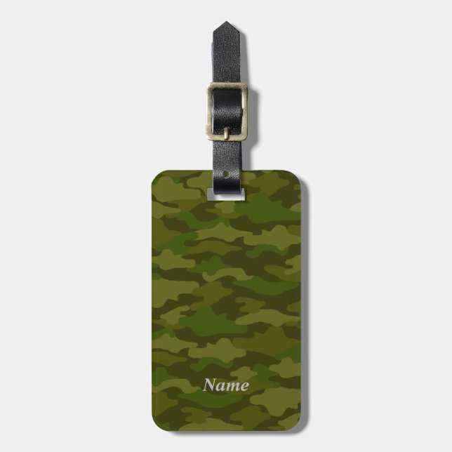 ÉTIQUETTE À BAGAGE 名前　電話番号　カスタム　迷彩（カーキ）         ラゲッジタグ (Devant Vertical)