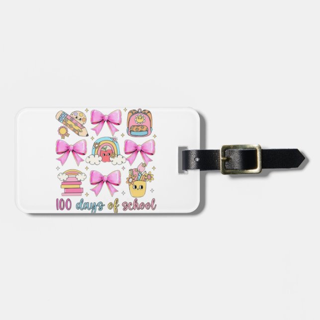 Étiquette À Bagage 🌈 🎀 100 jours de 🎉 scolaire 📚 (Devant horizontal)