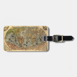 Étiquette À Bagage 1565 Carte Antique du Monde de Forlani Renaissance