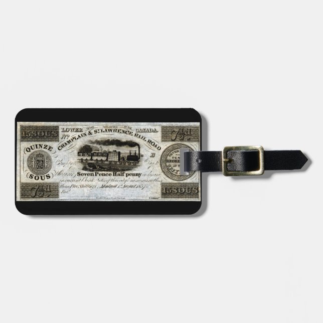 Étiquette À Bagage 1837 Monnaie ferroviaire canadienne (Devant horizontal)