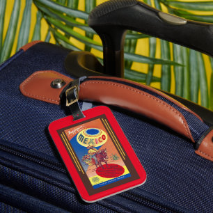 ÉTIQUETTE À BAGAGE 1952 BROCHURE COOL MEXICO