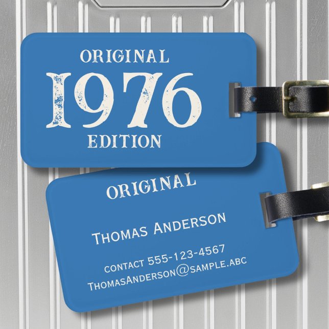 Étiquette À Bagage 1976 Édition originale sur le bleu océanique (Créateur téléchargé)