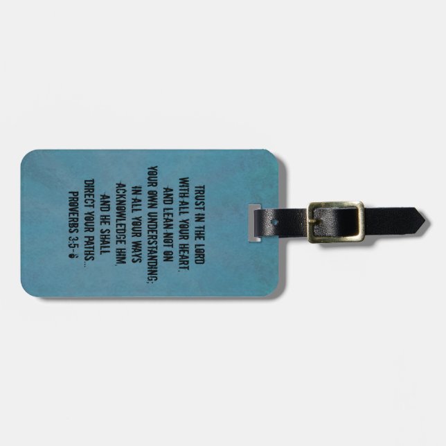 Étiquette À Bagage 3:5 chrétien de proverbes de vers de bible - 6 (Devant horizontal)